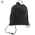 Nylon Ripstop Drawstring Backpack Bag with Ball Holder & Shoe Compartment for Football Baseball Basketball